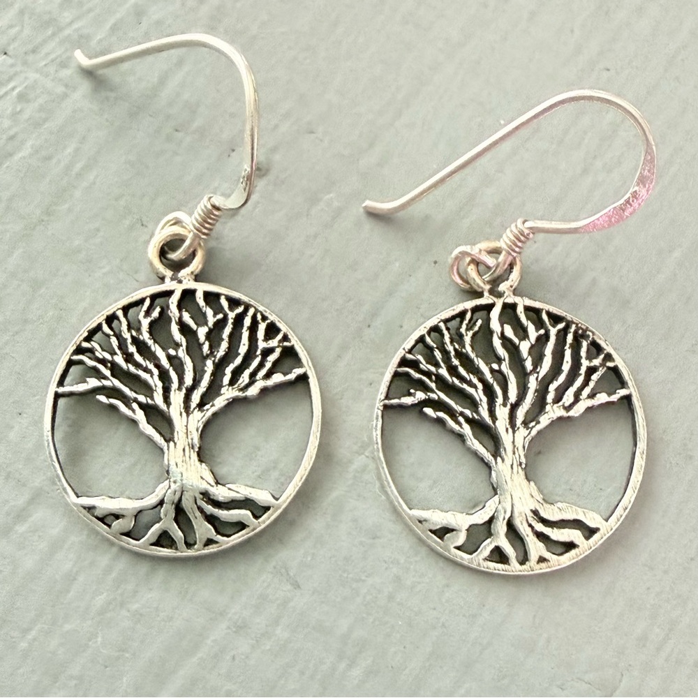 Tree of Life 925 Sterling Silver Dangle Earrings - Picture 4 of 6